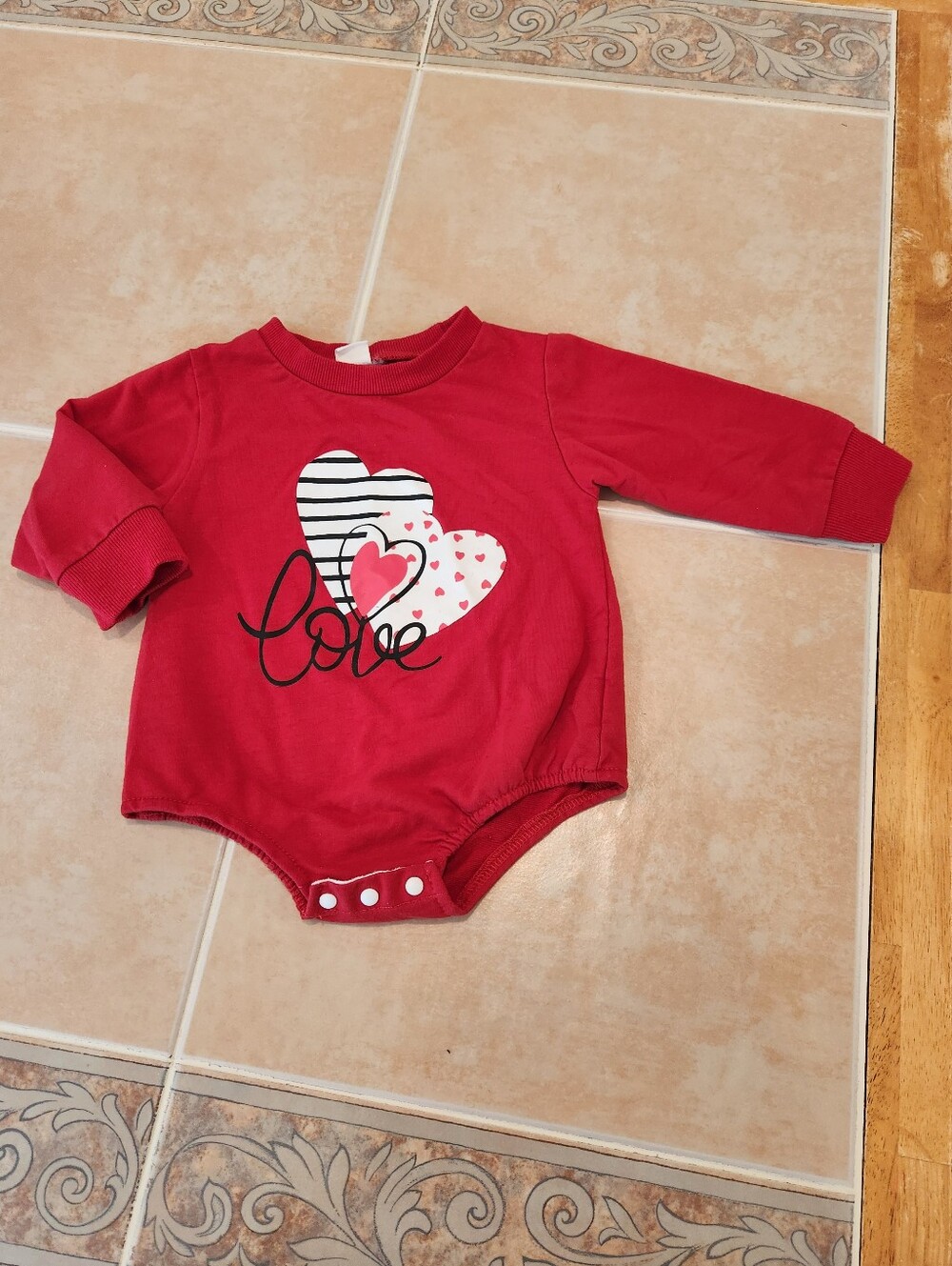 Baby Girl Valentines Day Heart Bubble Romper